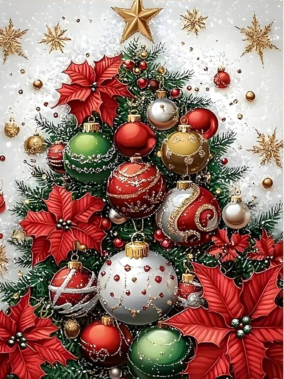 Christmas 5D Diamond Painting Kit for Adults – DIY Full Drill Xmas Tree Gem Art, Beginner-Friendly Rhinestone Diamond Dots Craft for Home Wall Decor, 12×16 Inch
